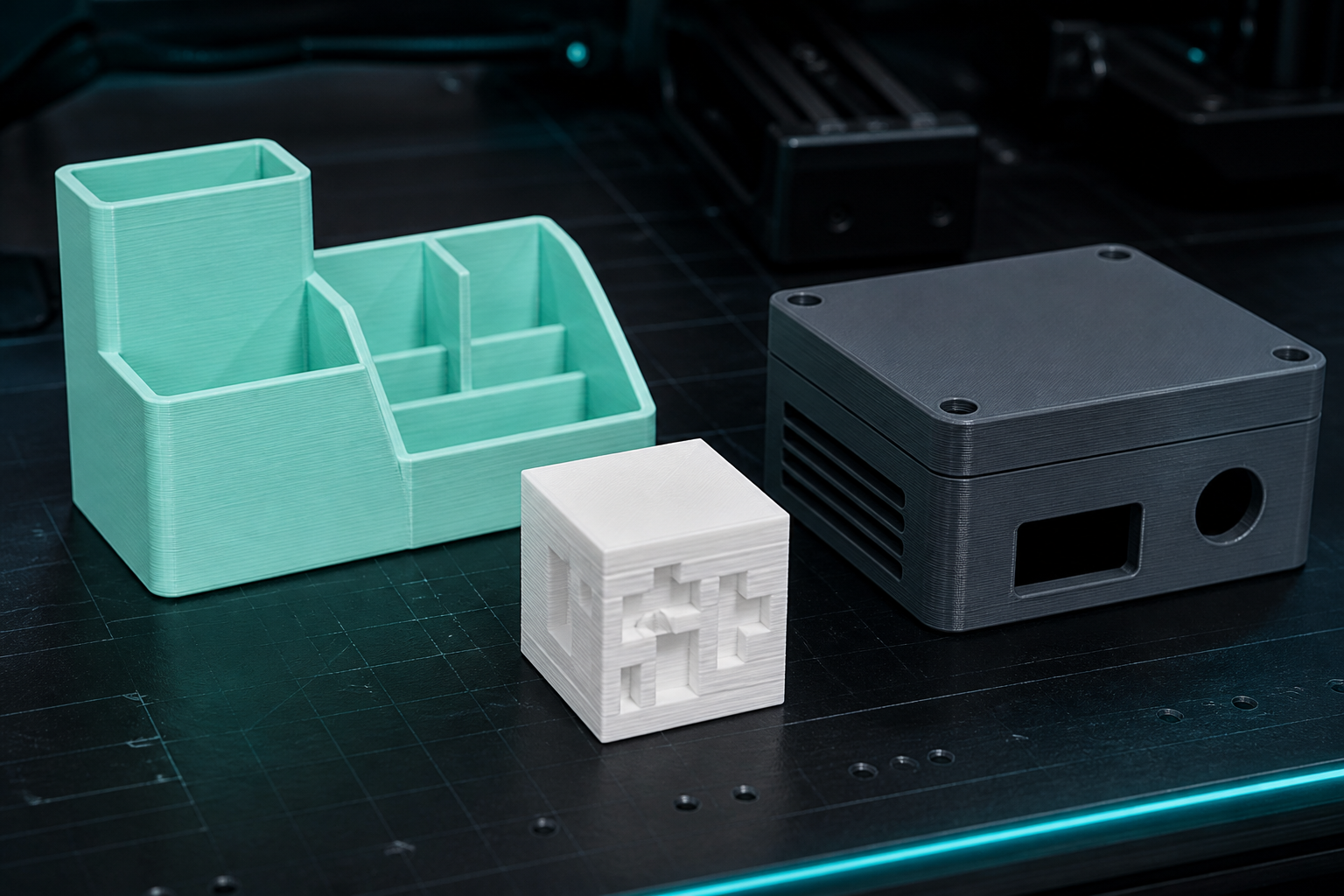 Illustrative Organizer und Prototypen aus Standard-PLA
